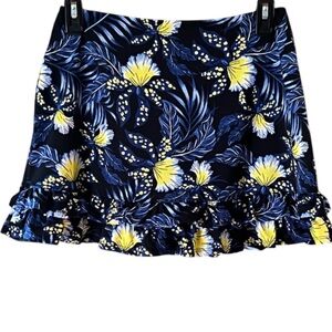 Tail Tropical Floral Mini Skirt - Blue/Yellow- Ruffle Skirt Tennis Pickleball